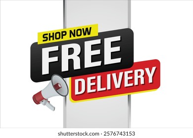 free delivery poster banner graphic design icon logo sign symbol social media website coupon sale

