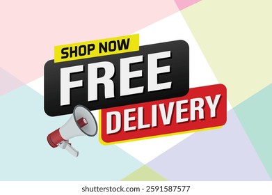 free delivery poster banner graphic design icon logo sign symbol social media website coupon sale

