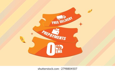 Free Delivery, Prepayments, and 0% EMI offers. Perfect for e-commerce promotions, retail marketing, and business campaigns.