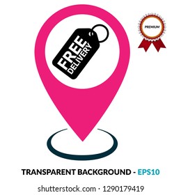 free delivery price label and map pin. logo concept. Designed for your web site design, logo, app, UI