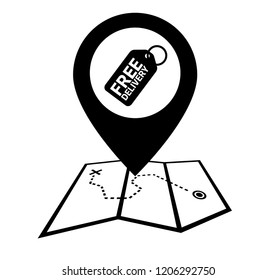 free delivery price label and mapointer with map