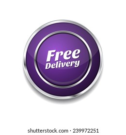Free Delivery Purple Vector Icon Button