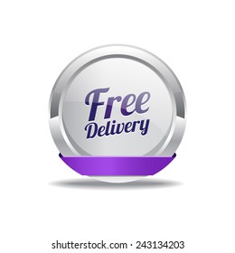 Free Delivery Purple Vector Icon Button