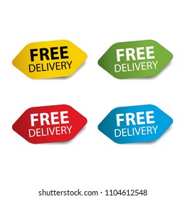 Free delivery Realistic,Sticker and Tag set-vector illustration