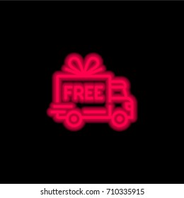 Free delivery red glowing neon ui ux icon. Glowing sign logo vector