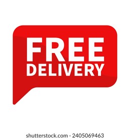 Free Delivery In Red Rectangle Shape For Sale Promotion Business Marketing Social Media Information
