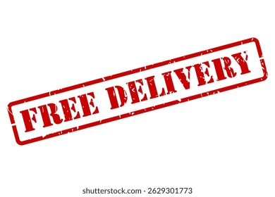 Free delivery red rubber stamp vector isolated with texture