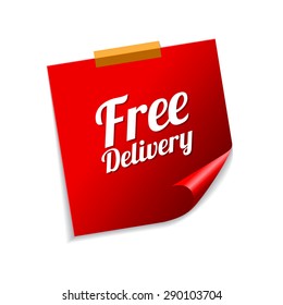 Free Delivery Red Sticky Notes Vector Icon Design