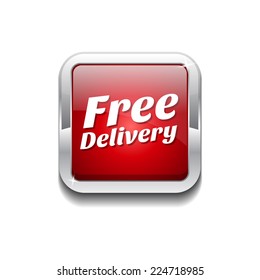 Free Delivery Red Vector Icon Button