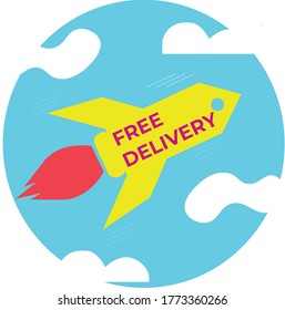Free delivery rocket vector icon illustration
