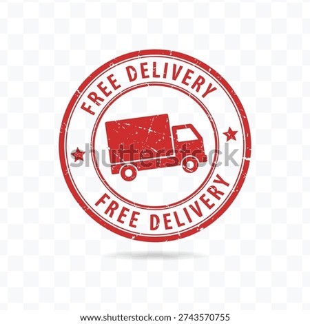 Free Delivery Round Shipping Stamp Badge with Delivery Truck Icon