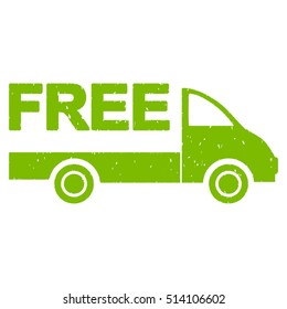 Free Delivery rubber seal stamp watermark. Icon vector symbol with grunge design and dust texture. Scratched eco green ink sticker on a white background.