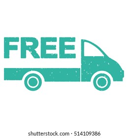 Free Delivery rubber seal stamp watermark. Icon vector symbol with grunge design and dirty texture. Scratched cyan ink sticker on a white background.
