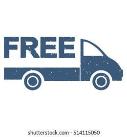 Free Delivery rubber seal stamp watermark. Icon vector symbol with grunge design and dust texture. Scratched blue ink sign on a white background.