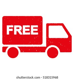 Free Delivery rubber seal stamp watermark. Icon vector symbol with grunge design and dust texture. Scratched red ink sticker on a white background.