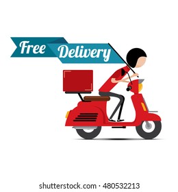 Free Delivery with Scooter Vector