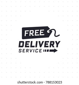 Free delivery service in black color. Delivery label for online shopping. Worldwide shipping. Vector illustration