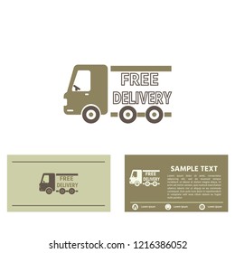 Free delivery service icon,  name business card vector and simple logo design.  Flat design vector.