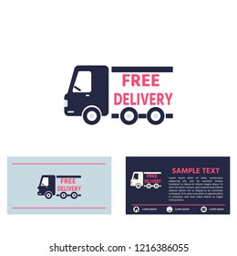 Free delivery service icon,  name business card vector and simple logo design.  Flat design vector.