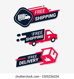 Free delivery service logo badge. Free shipping order icon vector - Shutterstock ID 1505236334