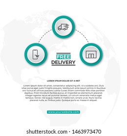 Free Delivery service and storage concept infographics with flat Icons. Delivery infographics with timeline.