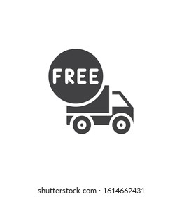 Free delivery service vector icon. filled flat sign for mobile concept and web design. Cargo logistics truck glyph icon. Symbol, logo illustration. Vector graphics