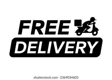 Free delivery shipping icon, home express deliver service vector label with fast car truck. Free shipping delivery badge for mail courier or parcel shipment cargo and food delivery service symbol.