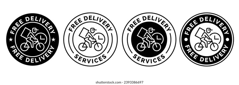 Free delivery shipping icon, home express deliver service vector label with fast car truck. Free shipping delivery badge for mail courier or parcel shipment cargo and food delivery service symbol.