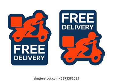 Free delivery shipping icon, home express deliver service vector label with fast car truck. Free shipping delivery badge for mail courier or parcel shipment cargo and food delivery service symbol.