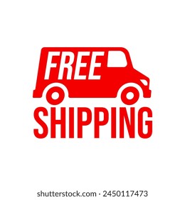 Free delivery shipping icon, home express deliver service vector label with fast car truck.