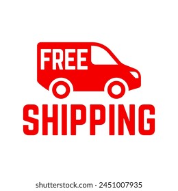 Free delivery shipping icon, home express deliver service vector label with fast car truck.