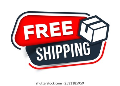 Free delivery shipping icon, home express deliver service label with box. Free shipping delivery badge for mail courier or parcel shipment cargodelivery service symbol. Delivery included sign. 