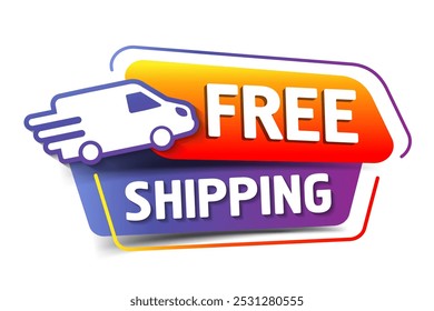 Free delivery shipping icon, home express deliver service vector label with fast car truck.
