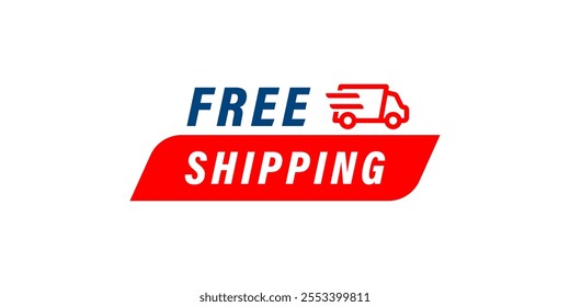 Free delivery shipping icon, home express deliver service vector label with fast car truck. Free shipping delivery badge for mail courier or parcel shipment cargo and food delivery