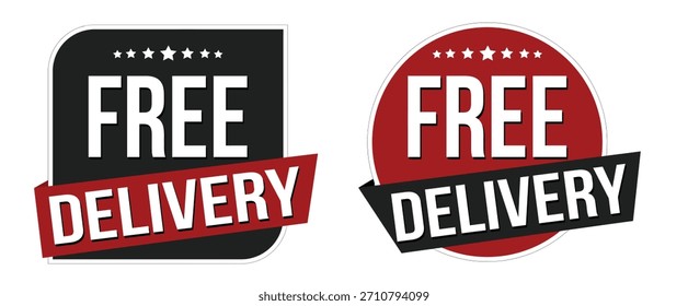 Etiquetas de envío de entrega gratis sobre fondo blanco, Ilustración vectorial