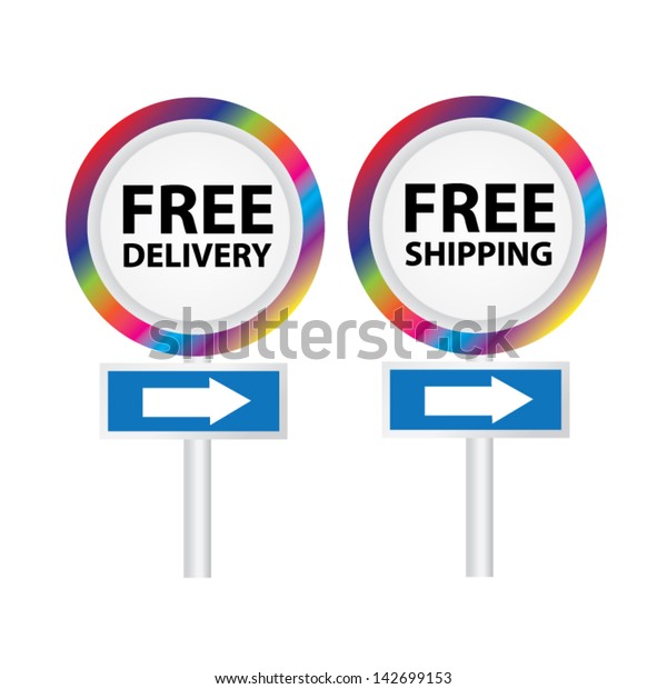 Free delivery,\
free shipping labels.\
Vector.