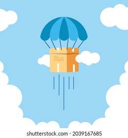 Free delivery free shipping with parachute vector template
