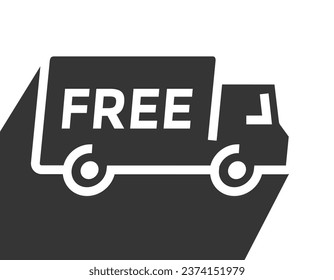 free delivery or shipping, simple linear truck logo or icon, black and white, vector illustration