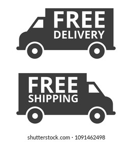 Free Delivery And Free Shipping Truck. Vector Illustration