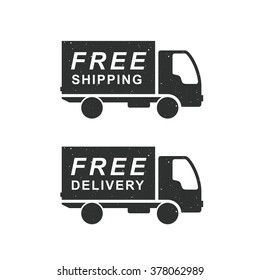 Free delivery and shipping vector icons with truck.