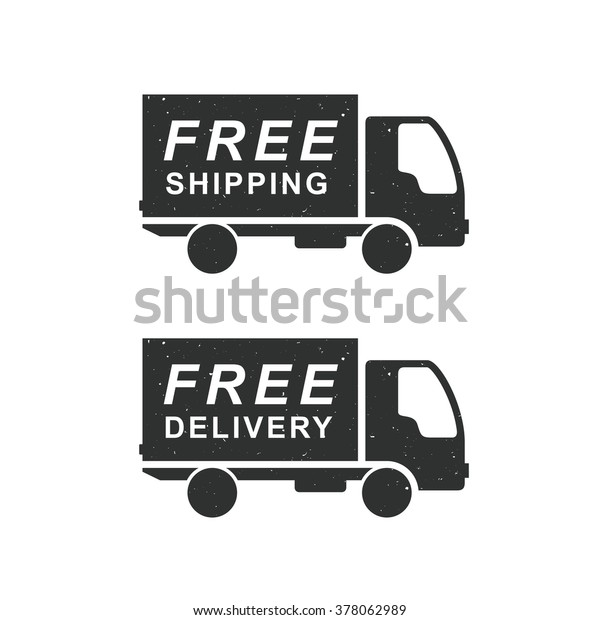 Free\
delivery and shipping vector icons with\
truck.