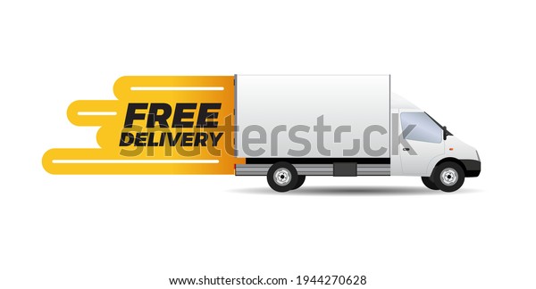 Free Delivery Shopping Truck Van\
Illustration for\
Advertisement