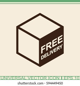 Free delivery sign on package box.