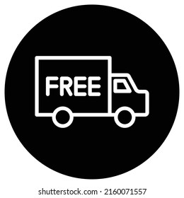 Free delivery simple icon vector. Flat design. White icon on black circle. White background.ai