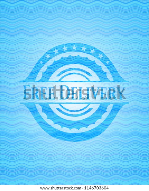 Free Delivery\
sky blue water emblem\
background.