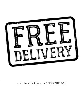 free delivery stamp on white background