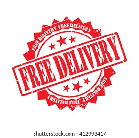 free delivery stamp on a white, vector illustration