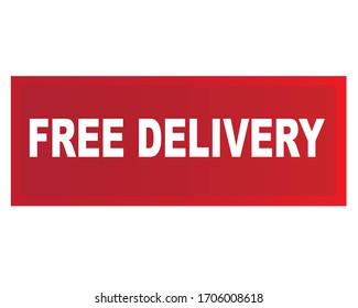 Free delivery stamp. red rectangle free delivery label.