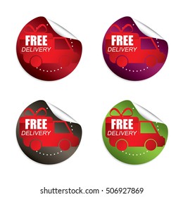 Free delivery sticker, button, label and sign set - vector