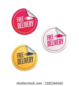 Free Delivery Sticker Set for Shopping Advertising	
